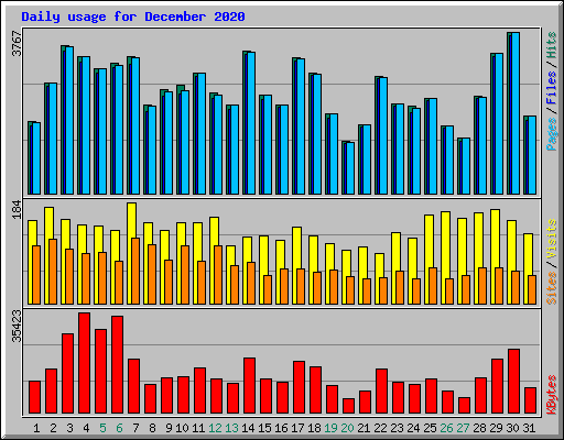 Daily usage for December 2020
