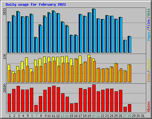 Daily usage for February 2021