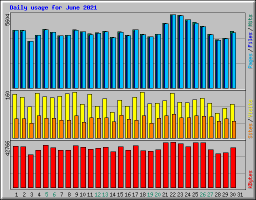 Daily usage for June 2021
