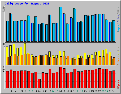 Daily usage for August 2021