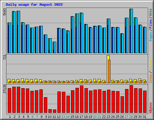 Daily usage for August 2022