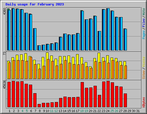 Daily usage for February 2023
