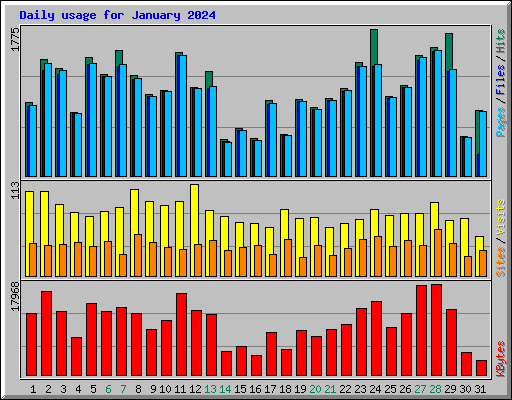 Daily usage for January 2024