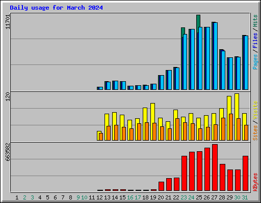 Daily usage for March 2024