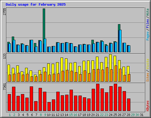 Daily usage for February 2025